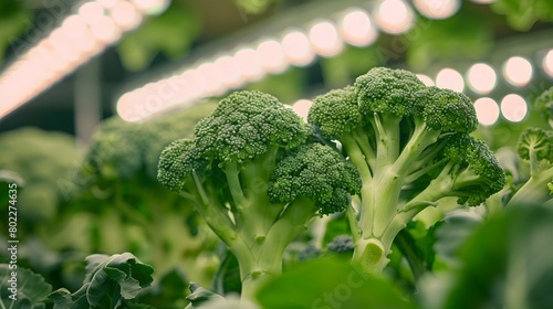 Bountiful Broccoli Blossoms in Hydroponic Greenhouse Cultivation for Healthy Nourishment Generative ai