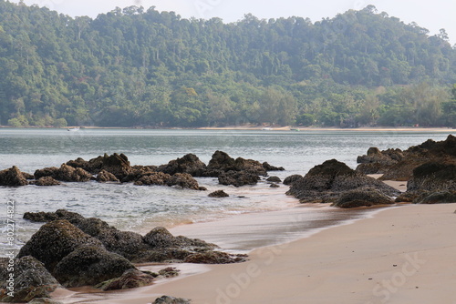 Rocks along the sea coast,beautiful place in sounthern Thailand,Ranong province. photo