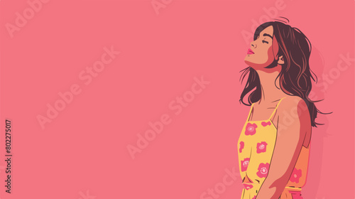 Attractive young woman in dress on pink background Vector