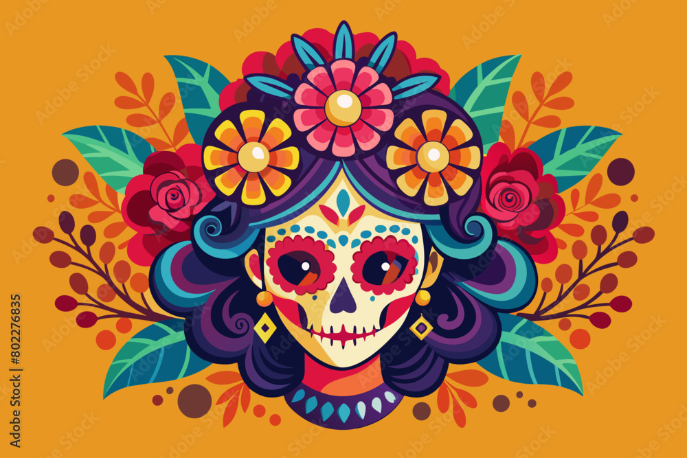 Calavera del Día de Muertos con un toque del Cinco de Mayo Calavera del Día de Muertos con un toque del Cinco de Mayo