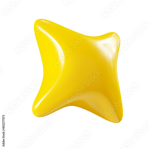 Birthday party popper yellow confetti streamer star element 3d render illustration.