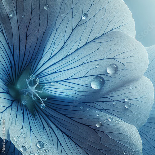 blue flower macro with drops