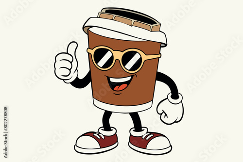 A cartoon character wearing sunglasses and a cup hat is giving a thumbs up
