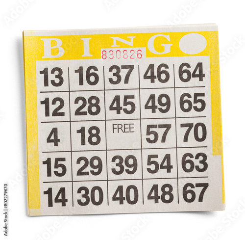 Yellow Bingo Card