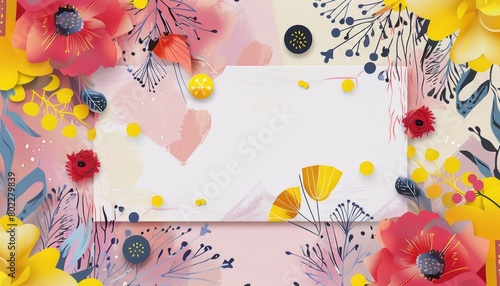 Colorful Floral Illustration with Abstract Design Elements.