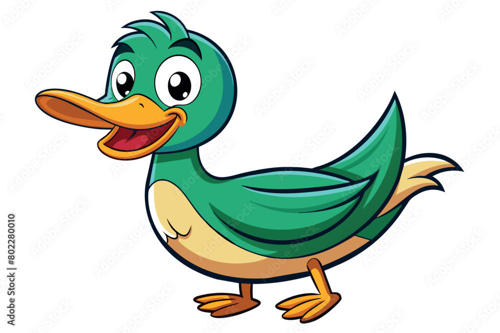 A cartoon duck is smiling and has its mouth open A cartoon duck is smiling and has its mouth open