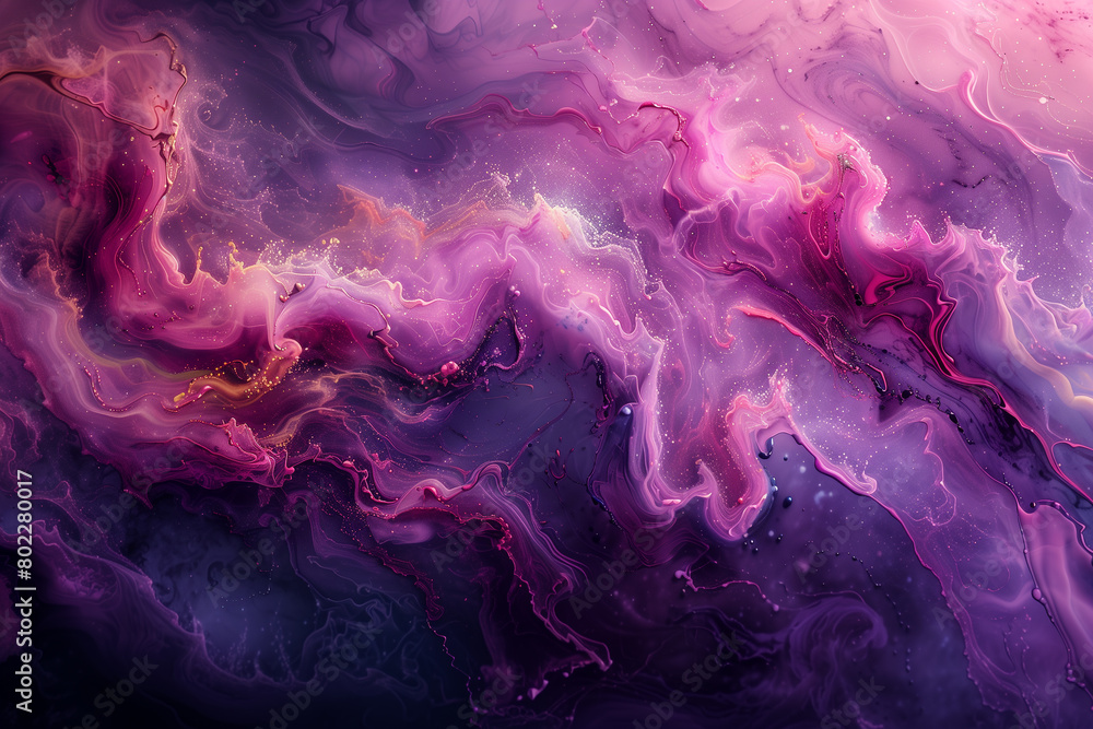 Swirls of vivid magenta and hints of electric blue emerge from darkness in this dramatic, abstract expression Swirls of vivid magenta and hints of electric blue emerge from darkness in this dramatic, abstract expression