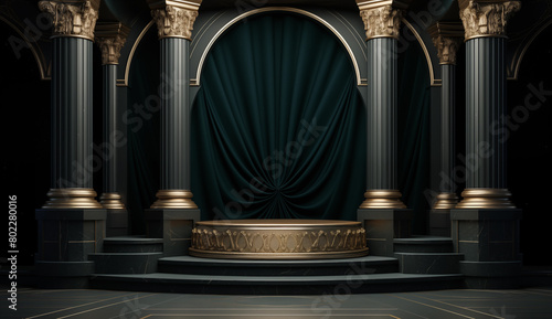 Luxurious gold podium empty show stage products display background concept 