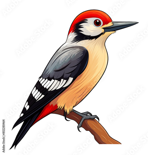 Cartoon woodpecker, transparent background