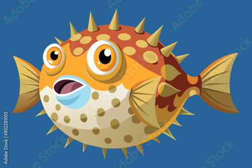 A cartoon fish with a big mouth and lots of spikes on its head