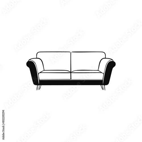 Elegant Minimalist Sofa Vector Illustration - Modern Furniture Design for Interiors