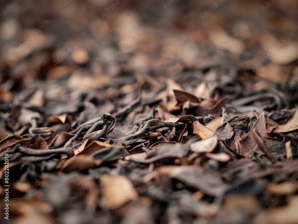 Close-up view of dry leaves on the ground, depicting the natural texture of autumn.