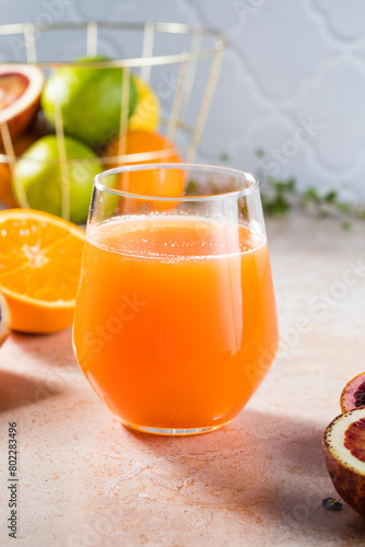 Refreshing summer drink. Juice from red Sicilian oranges.