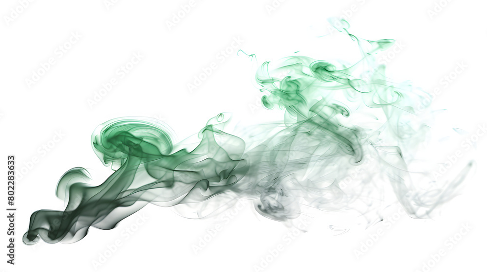 An isolated white and green smoke cloud, creating an ethereal and eerie atmosphere. Suitable for environmental or nature-related content. An isolated white and green smoke cloud, creating an ethereal and eerie atmosphere. Suitable for environmental or nature-related content.