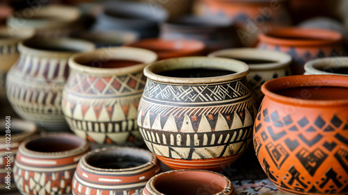 A photograph capturing the intricate patterns of Venda pottery, highlighting the artistic skills and cultural expressions embedded in traditional Venda craftsmanship