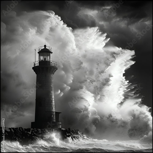 lighthouse in a storm