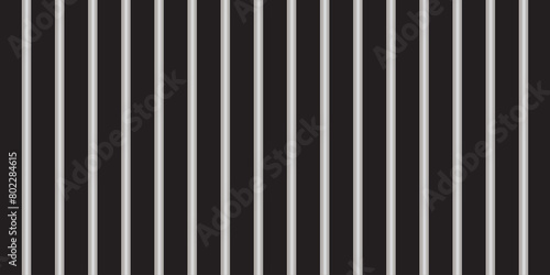 Prison cage bars 3d vector illustration. Realistic metal vertical sticks of grate isolated on black background. Gaol grid for criminals arrest with iron or steel pipes. Lattice prison cell pattern