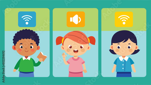 A set of flashcards with corresponding sounds and movements ideal for students with learning differences.. Vector illustration