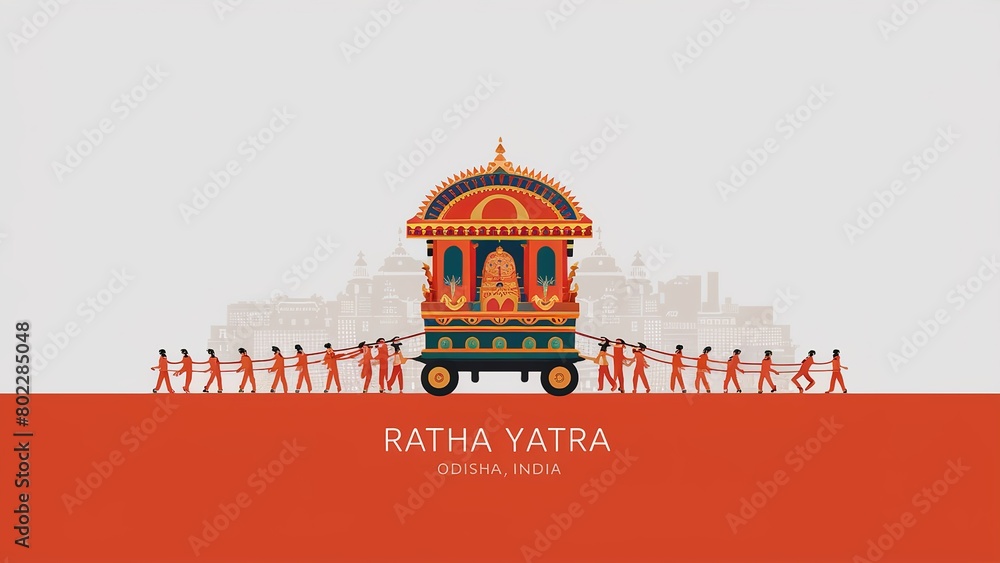 illustration of Lord Jagannath, Balabhadra and Subhadra on annual Rathayatra. generative ai