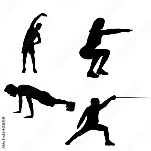 silhouette of a person exercising icon set