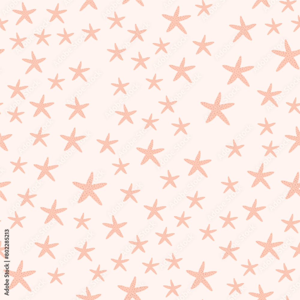 pattern of cartoon-style decorative sea stars, capturing the essence of underwater life. vibrant marine starfish illustrations, perfect for adding a touch of oceanic charm to your design projects.