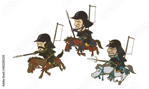 イラスト：日本の戦国時代の騎馬隊