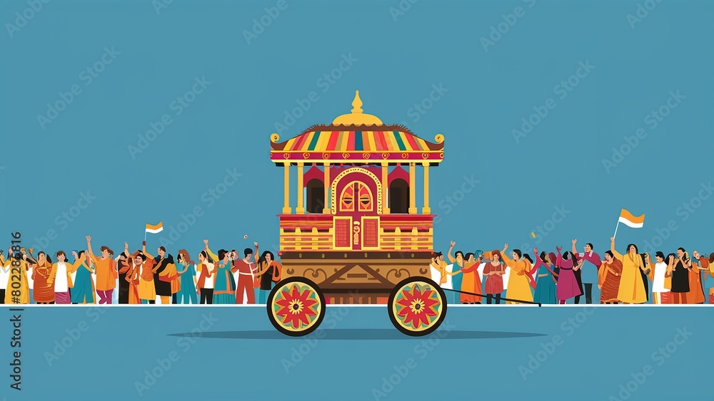 illustration of Lord Jagannath, Balabhadra and Subhadra on annual Rathayatra. generative ai