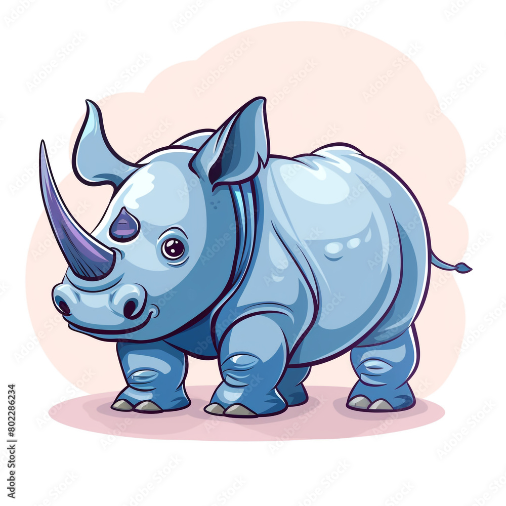 Cute cartoon rhino Vector illustration