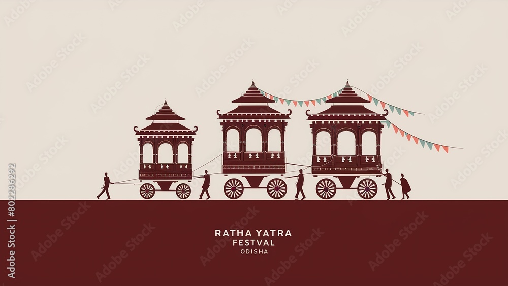 illustration of Lord Jagannath, Balabhadra and Subhadra on annual Rathayatra. generative ai