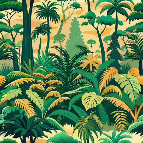 illustration of tropical forest