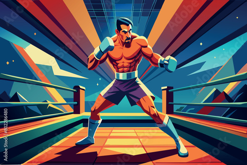 A man in a boxing ring with a boxing glove on his left hand