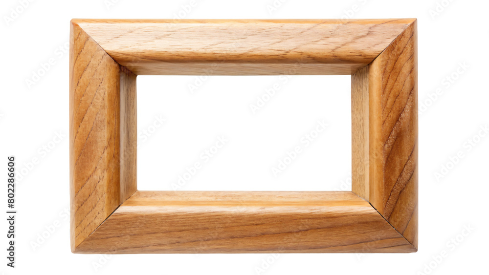 Empty brown wooden picture frame isolated on white background for displaying artwork or photographs Empty brown wooden picture frame isolated on white background for displaying artwork or photographs