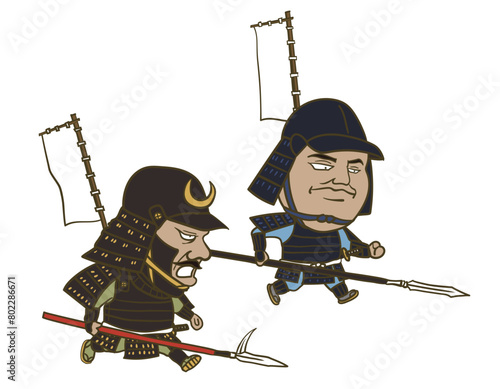 イラスト：日本の戦国時代の槍隊