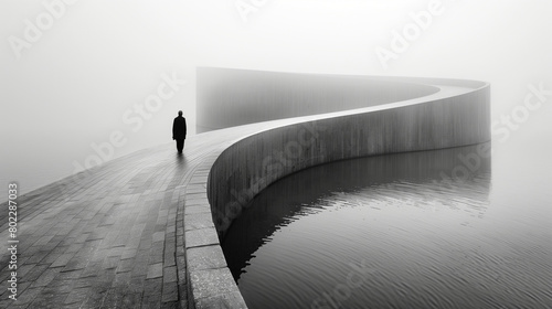 the figure of a man in a minimalistic architecture photo