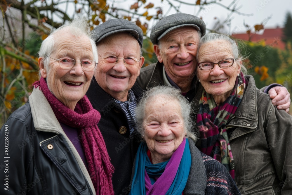 Group of senior people having fun in the park on an autumn day Group of senior people having fun in the park on an autumn day