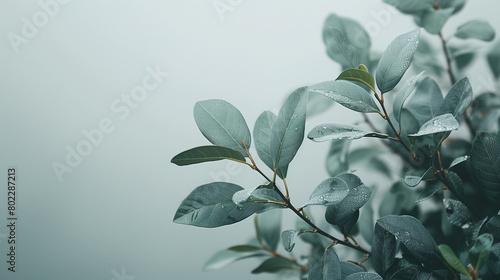 branch of a tree with leaves and copy space 