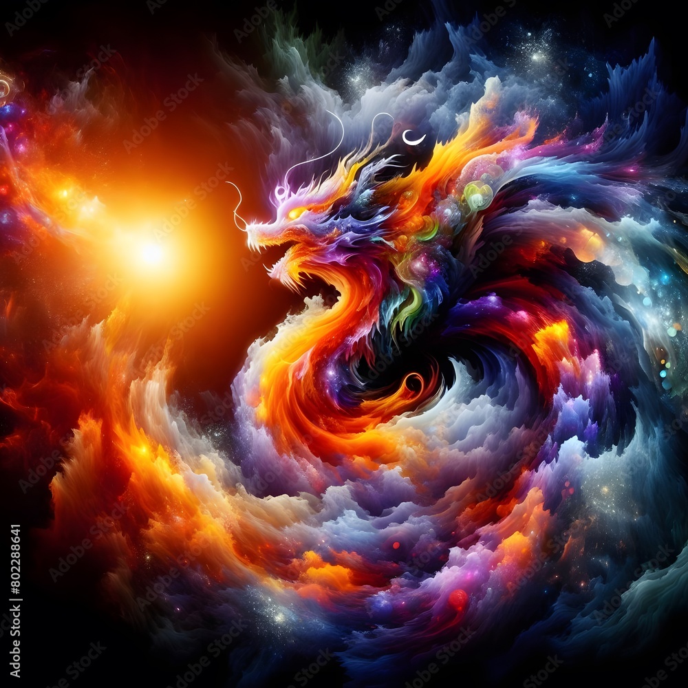 Fusion flare dragon Abstract Colorful Shape of vibrant hues and dynamic Background Fusion flare dragon Abstract Colorful Shape of vibrant hues and dynamic Background
