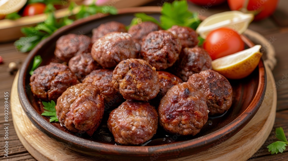 Armenian cuisine. Kovolaki fried meatballs in Armenian. Armenian cuisine. Kovolaki fried meatballs in Armenian.