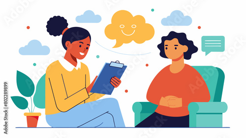 As the session comes to an end the the and patient review the progress made and plan out homework assignments to continue the CBT work outside of. Vector illustration