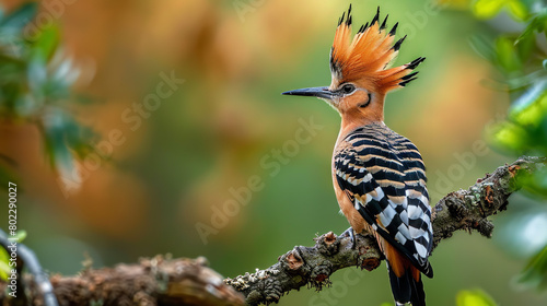 Professional photo with best angle showcasing the exotic beauty of a hoopoe as it perches on a branch © Nate