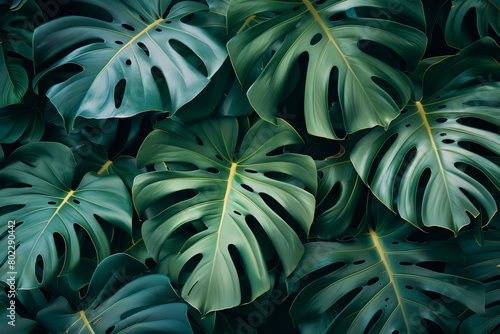 background of monstera leaves