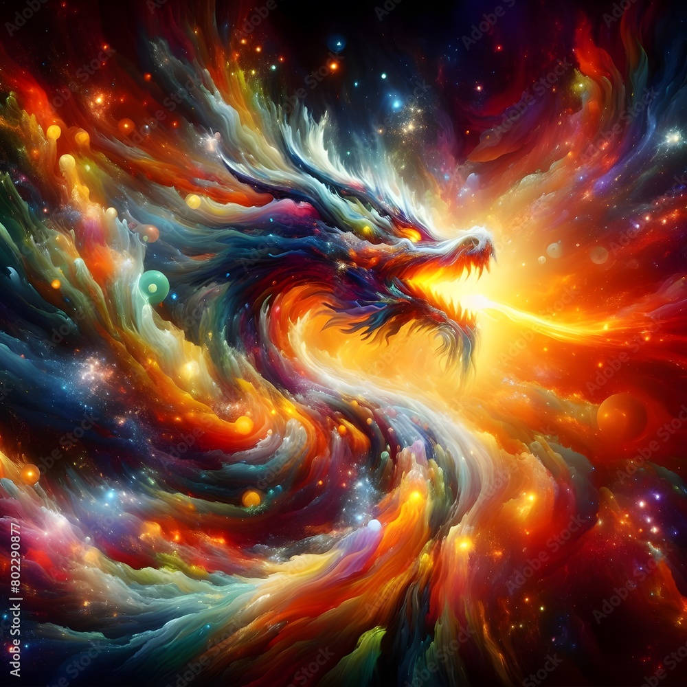 Fusion flare dragon Abstract Colorful Shape of vibrant hues and dynamic Background Fusion flare dragon Abstract Colorful Shape of vibrant hues and dynamic Background