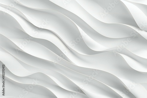 White abstract background with smooth wavy lines, render illustration