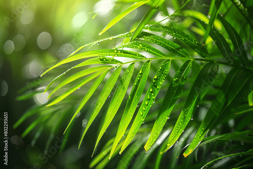 green leaf with water drops