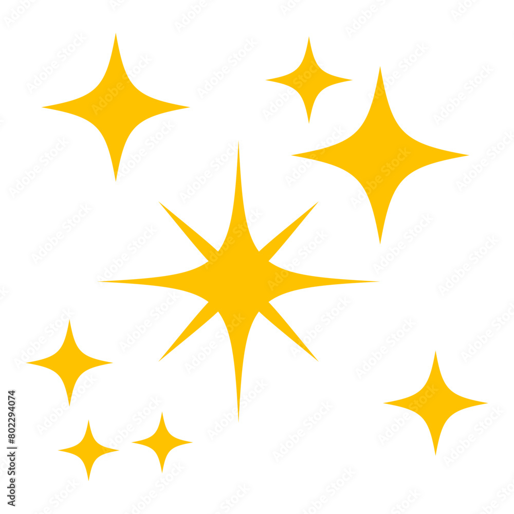 A yellow sparkle star is surrounded by other stars - stock vector svg A yellow sparkle star is surrounded by other stars - stock vector svg