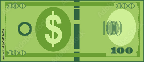  Bank note one hundred 3D front view illustration