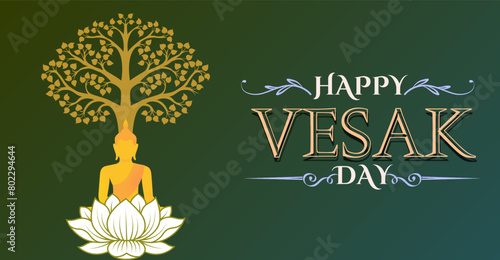 Happy Vesak day celebration banner design. Luminous Blessings: Vesak Day Design