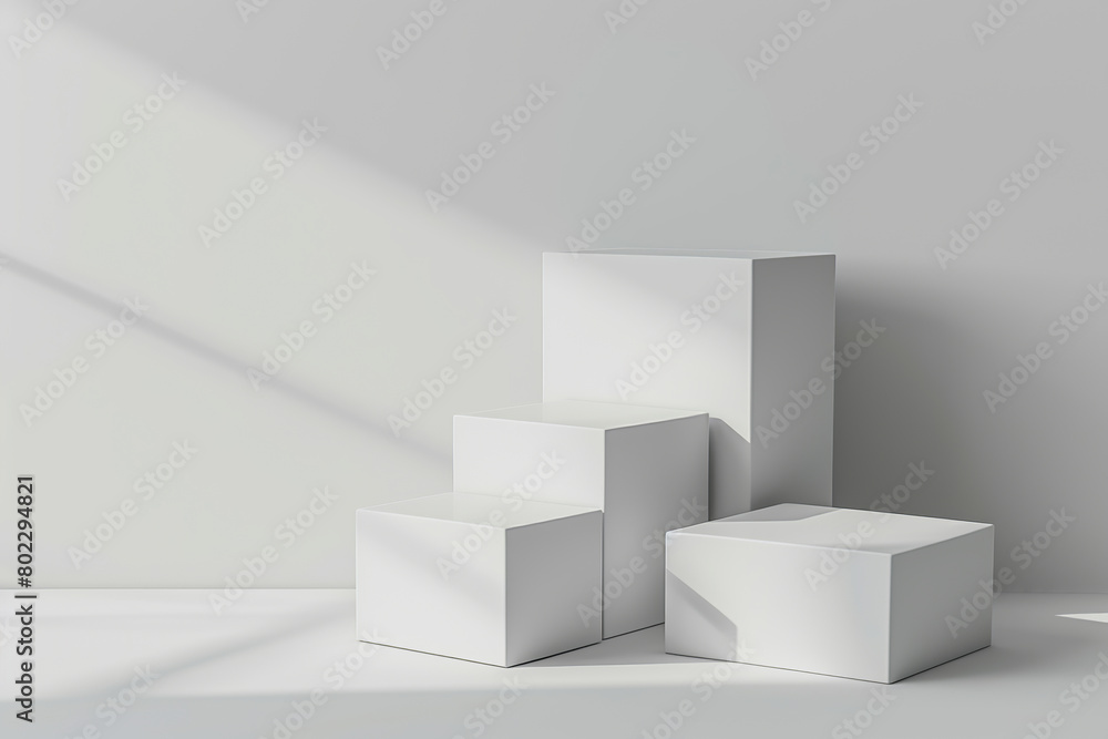Cube Pedestal Template. Scene For Product Display. Blank white podium platforms or pedestals with white background for product display. Simple modern geometric design. Cube Pedestal Template. Scene For Product Display. Blank white podium platforms or pedestals with white background for product display. Simple modern geometric design.