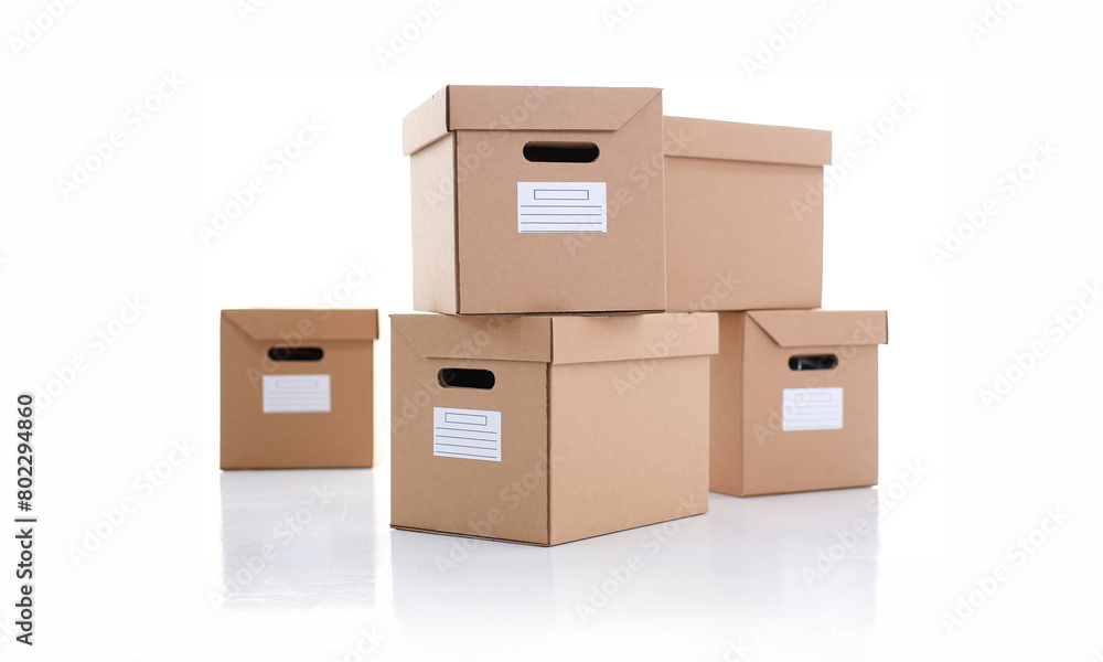A lot of carton box of kraft color. Theme of moving the loading of unloading cargo delivery of goods from the Internet to the purchaser from the supplier A lot of carton box of kraft color. Theme of moving the loading of unloading cargo delivery of goods from the Internet to the purchaser from the supplier