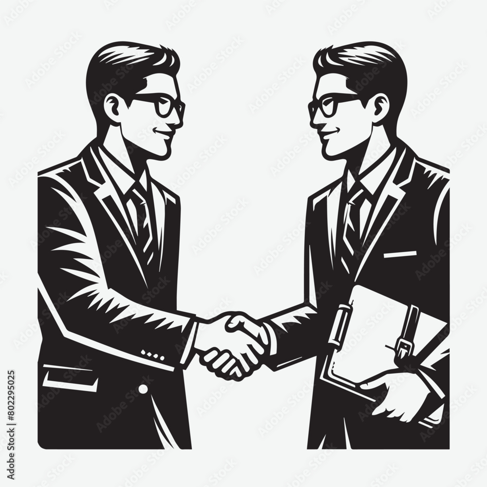 Businessmen handshaking. Two businessmen successfully signed a project cooperation agreement contract, business concept illustration
